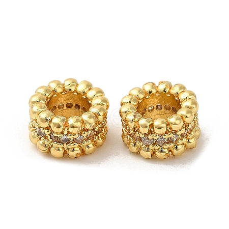 Rack Plating Brass Micro Pave Cubic Zirconia European Beads KK-K377-02G-1