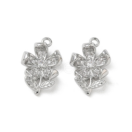 Brass Micro Pave Clear Cubic Zirconia Pendants KK-P355-02P-1