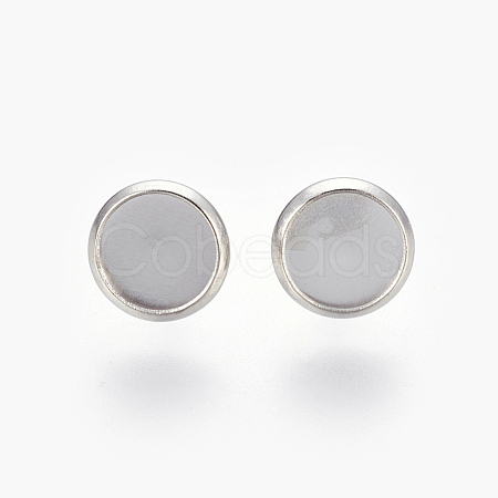 Non-Tarnish Eco-Friendly 316 Surgical Stainless Steel Stud Earring Settings X-STAS-F181-01P-8mm-1