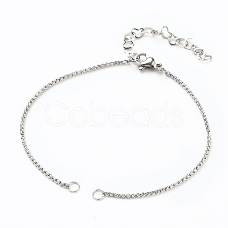 Tarnish Resistant 304 Stainless Steel Box Chains/Venice Chains Bracelets Making AJEW-JB00783-01-1
