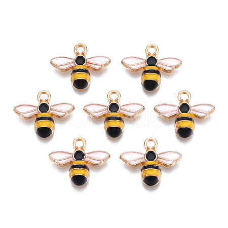 Light Gold Plated Alloy Enamel Pendants X-ENAM-R136-49-1