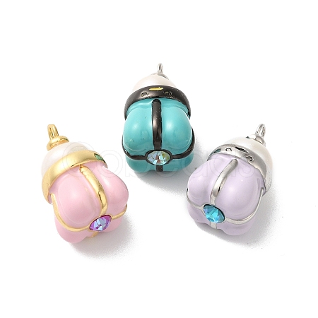 Rack Plating Brass Cubic Zirconia Pendants KK-G504-09-1