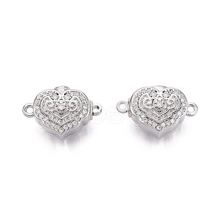 Brass Micro Pave Clear Cubic Zirconia Box Clasps KK-Q074-07P-1