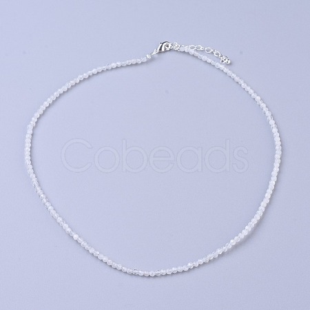 Natural Rainbow Moonstone Beaded Necklaces NJEW-K114-A-A11-1