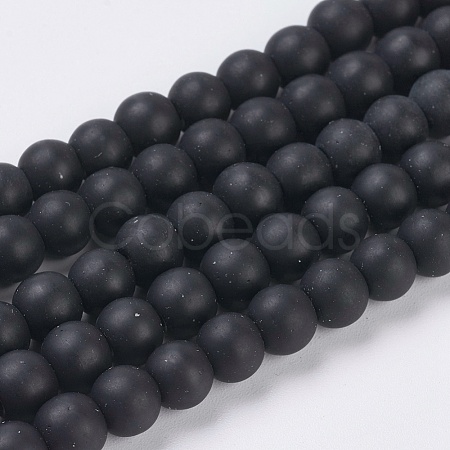 Black Stone Beads Strands G-G508-7-1