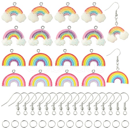 DIY Rainbow Opaque Resin Dangle Earring Jewelry Kits DIY-YW0010-80-1