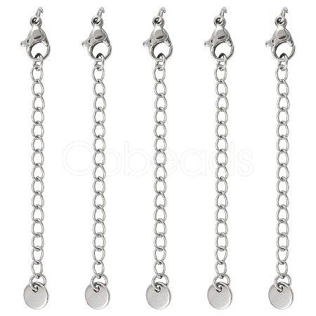 5Pcs 304 Stainless Steel Curb Chain Extender STAS-YW0003-60P-1