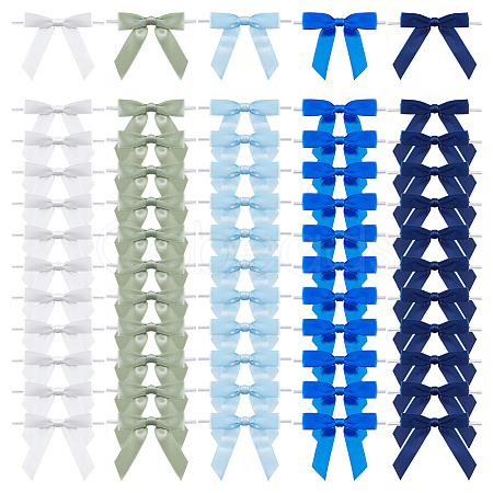 60Pcs 5 Styles Polyester Bowknot Wire Twist Ties DIY-ME0002-56B-1