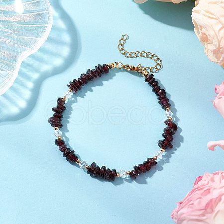 Natural Garnet Chip Beaded Bracelets for Women BJEW-JB11742-05-1