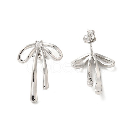 Brass with Cubic Zirconia Stud Earrings for Women EJEW-M251-03P-1
