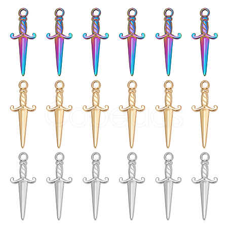 18Pcs 3 Colors 304 Stainless Steel Pendants STAS-UN0042-22-1