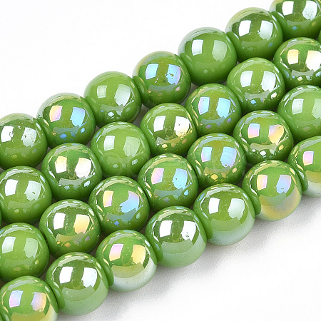 Electroplate Opaque Glass Beads Strands GLAA-T032-P10mm-AB06-1