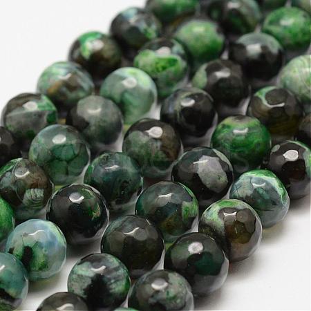 Faceted Natural Fire Crackle Agate Beads Strands G-F447-10mm-A18-1