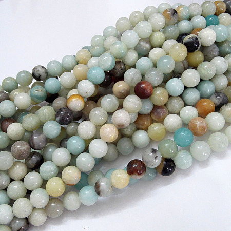Natural Flower Amazonite Beads Strands G-G692-01-6mm-1