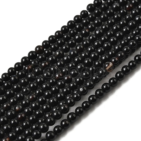 Natural Black Onyx Round Bead Strands G-A130-3mm-K04-1