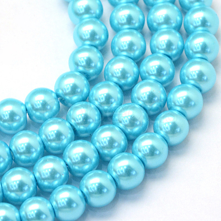 Baking Paint Pearlized Glass Pearl Round Bead Strands HY-Q003-6mm-48-1