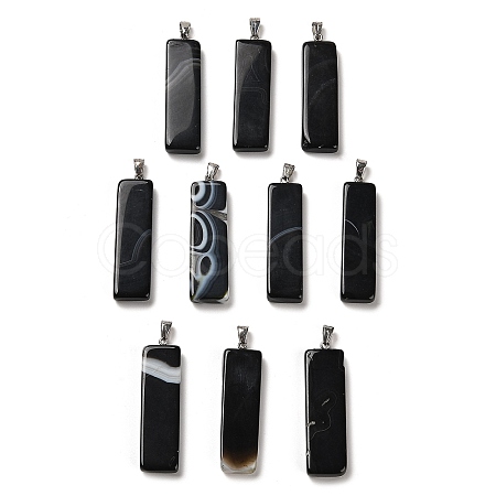 Natural Black Agate Dyed & Heated Pendants G-H289-05P-02-1