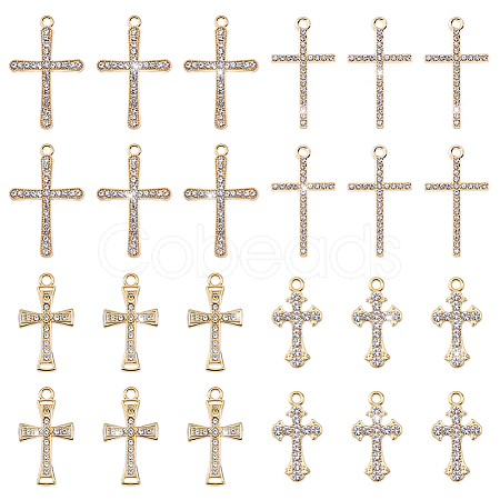 40Pcs 4 Styles Alloy Rhinestone Pendants FIND-ME0003-43-1