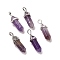 Natural Amethyst Pointed Pendants, Faceted, with Platinum Tone Brass Findings, Lead free & Cadmium Free, Bullet, 27~30x9~10x7~8mm, Hole: 4x3mm