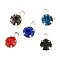 Glass Rhinestone Charms, with Brass Settings, Platinum, 6.5x4x3.5mm