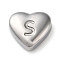 Non-Tarnish 201 Stainless Steel Beads, Stainless Steel Color, Heart, Letter S, 7x8x3.5mm, Hole: 1.5mm