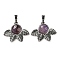 Natural Amethyst Pendants, Rack Plating Brass Leaf Charms, Platinum, Cadmium Free & Lead Free, 22x27x7mm, Hole: 8x5mm