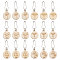 BENECREAT 3 Bags Mushroom Pattern Flat Round Wooden Charm Locking Stitch Markers, with Safety Pin, Old Lace, 5~5.05cm, 6pcs/bag