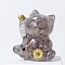 Resin Craft Display Decorations, with Natural Amethyst Chip, Lucky Cat Figurine, for Home Feng Shui Ornament, 63x55x45mm