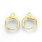 Brass Huggie Hoop Earring Findings, with Loop, Golden, 15x11.5x2mm, Hole: 2mm, Pin: 1mm