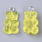 Resin Pendants, with Platinum Tone Iron Loop, Imitation Food, Bear, Champagne Yellow, 20.5~22.5x11.5x7mm, Hole: 2mm