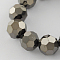 Electroplate Glass Bead Strands, Faceted, Round, Black Plated, 6x5mm, Hole: 1mm, about 100pcs/strand, 21 inch