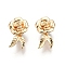 Magnetic Brass Clip on Earring Findings, with Vertical Loops, Rose, Nickel Free, Real 18K Gold Plated, 27x15.5x11mm, Hole: 2.5mm