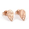 Ion Plating(IP) 304 Stainless Steel Stud Earring Findings, with Hole, Textured Teardrop, Rose Gold, 10x6mm, Hole: 1mm, Pin: 0.8mm