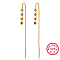 925 Sterling Silver Chains Ear Thread, Colorful Cubic Zirconia Stud Earrings, Real 18K Gold Plated, 60mm