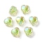 UV Plating Rainbow Iridescent Acrylic Beads, Two Tone Bead in Bead, Heart, Green Yellow, 11x11.5x8mm, Hole: 3mm