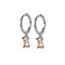 Anti-Tarnish Platinum Rhodium Plated 925 Sterling Silver Dangle Hoop Earrings for Women, Rectangle, PeachPuff, 19.8mm