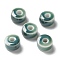 Handmade Porcelain Beads, Flat Round, Cadet Blue, 9.5~10x6mm, Hole: 3mm