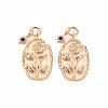 Brass Capri Blue Rhinestone Pendants X-KK-S364-219-1