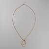 Alloy Double Oval Pendant Necklace with Round Snake Chains for Women NJEW-WH0020-12KCG-C-1