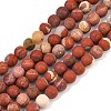 Frosted Natural Red Jasper Beads Strands G-C270-M01-6mm-2