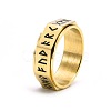 Rune Words Viking Amulet Stainless Steel Rotating Finger Ring PW-WG34578-12-1