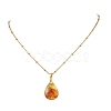 Natural Amber Teardrop Pendant 304 Stainless Steel Satellite Chain Necklaces NJEW-JN05983-01-2