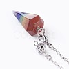 Natural Mixed Gemstone Hexagonal Pointed Dowsing Pendulums Chain G-F639-11-3