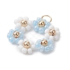 Flower Glass Seed Beads Pendants PALLOY-JF02979-3
