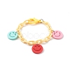 Opaque Acrylic Smiling Face Charm Bracelets BJEW-JB06258-2
