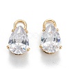 Brass Clear Cubic Zirconia Charms ZIRC-G170-13-4