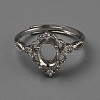 Adjustable 925 Sterling Silver Micro Pave Cubic Zirconia Oval Ring Component STER-WH0007-05P-2