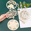 Wooden Bohemian Meditation Energy Symbol Cup Mats DJEW-WH0034-65B-3