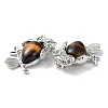 Natural Tiger Eye Teardrop Pendant Rhinestone Settings G-K339-02P-01-3
