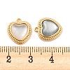 Natural Freshwater Shell Brass Heart Charms KK-Q806-07G-3